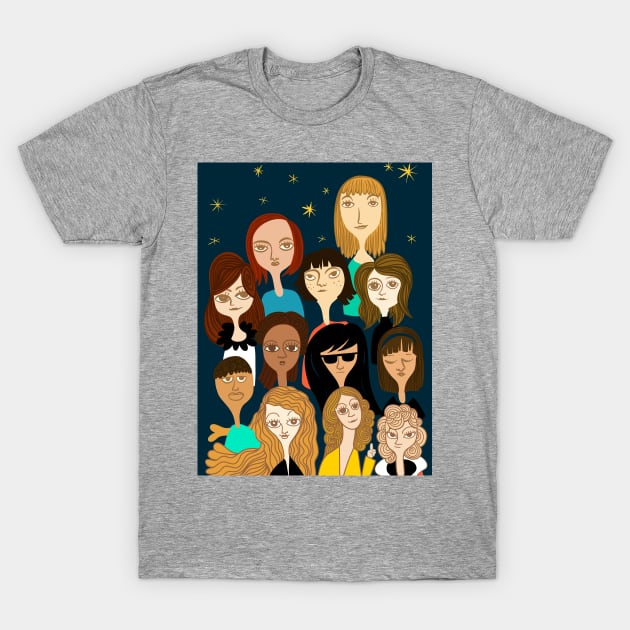 cute woman group T-Shirt by 9georgeDoodle